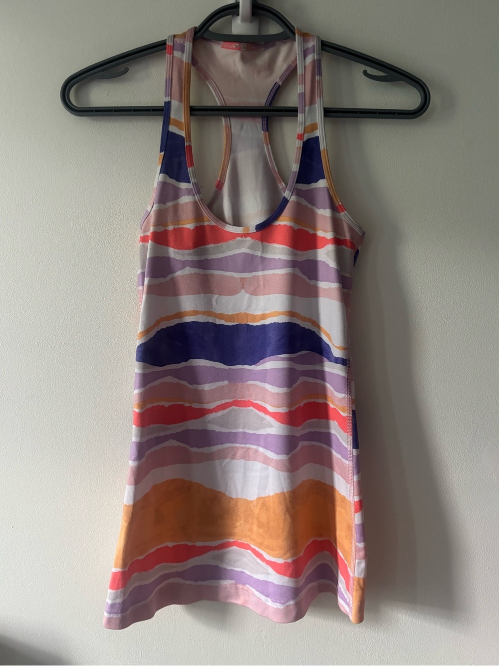 Lululemon Cool Racerback Beacher Stripe White Iris Flower Size 4
